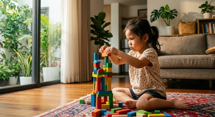 Bé gái vui vẻ tập trung vẽ tranh thể hiện sự sáng tạo và tính cách tuổi đinh dậu 2017 của trẻ em mệnh Sơn Hạ Hỏa