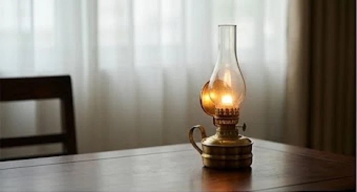 Ngọn lửa đèn dầu tỏa sáng ấm áp trong đêm tối tượng trưng cho bản mệnh Phú Đăng Hỏa của người sinh năm 1964