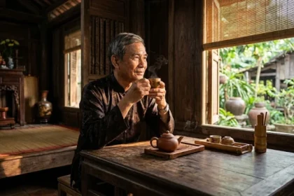 Chân dung điềm tĩnh của người lớn tuổi phản ánh tính cách tuổi nhâm dần 1962 trong không gian gia đình