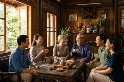 Bức ảnh gia đình ba thế hệ quây quần thể hiện sự thấu hiểu tính cách tuổi nhâm thìn 1952 của ông bà
