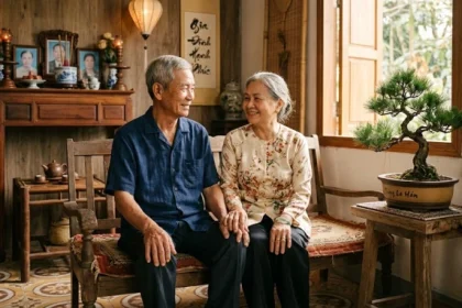 Hình ảnh người cao tuổi thanh bình phản ánh nét tính cách tuổi tân mão 1951 trong không gian gia đình