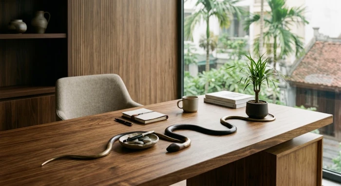 Bức ảnh minh họa phong cách làm việc chuyên nghiệp và đặc điểm tính cách tuổi tỵ tại không gian văn phòng Việt Nam