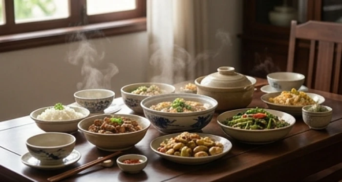 Bữa cơm gia đình ấm cúng và hòa thuận phản ánh gia đạo viên mãn của tuổi Đinh Dậu sinh vào các tháng cát tường