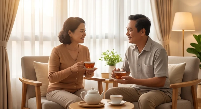 Cặp đôi hạnh phúc thấu hiểu và chia sẻ cùng nhau trong đời sống gia đình của nữ mạng Kỷ Hợi 1959