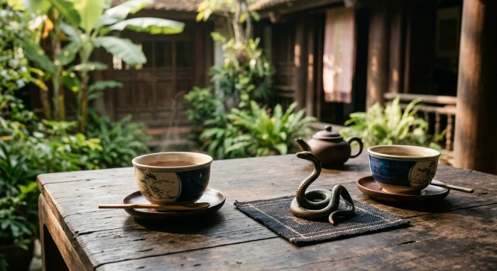 Hình ảnh mang tính biểu tượng về đường tình duyên tuổi tỵ với các yếu tố phong thủy giúp cân bằng năng lượng gia đạo