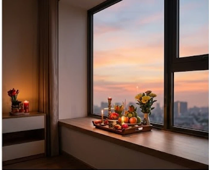 Bàn tay người lớn đang chỉ vào cuốn lịch vạn niên để nhẩm tính tuổi mụ theo chu kỳ Cửu Diệu