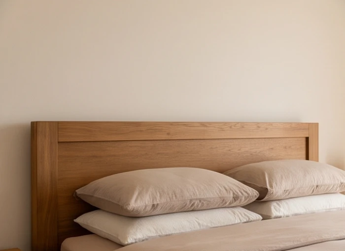 Đầu giường tựa vững chắc vào bức tường lớn yên tĩnh theo đúng nguyên tắc tọa cát hướng cát