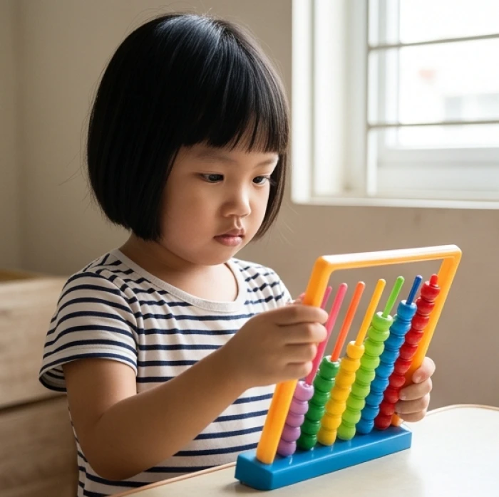 Bé gái tò mò quan sát sự vật xung quanh bằng ánh mắt chăm chú thể hiện sự nhạy bén và tư duy phân tích sớm