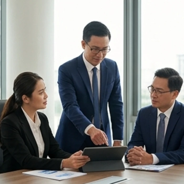 Cố vấn trung gian tuổi Dậu điều phối cuộc thảo luận hợp đồng giữa gia chủ Ất Sửu và đối tác tuổi Thìn