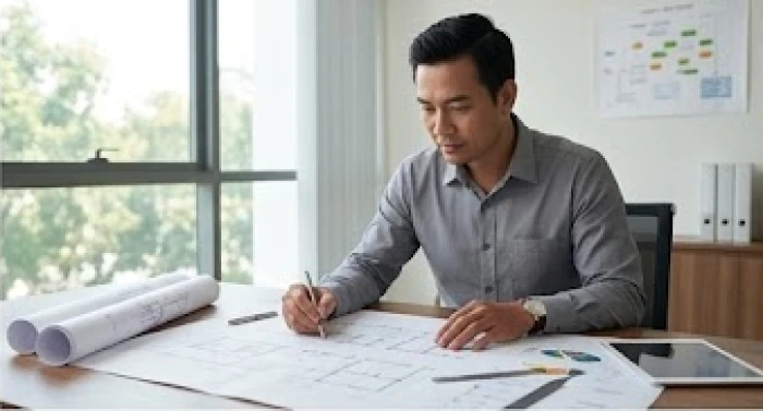 Chuyên gia tập trung lập kế hoạch dự án tổng thể minh họa tư duy chiến lược trong tính cách tuổi mậu thìn 1988