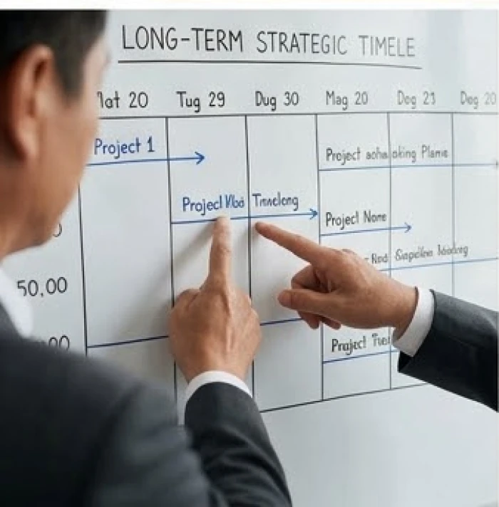 Một bảng kế hoạch chiến lược với các phương án dự phòng thể hiện tư duy kinh doanh cẩn trọng