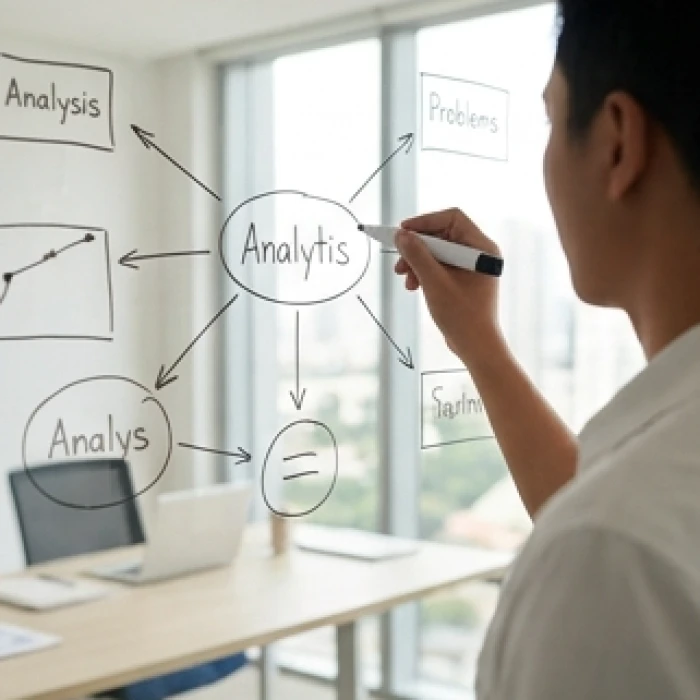 Chuyên gia Quý Dậu phác thảo sơ đồ hệ thống bóc tách vấn đề phức tạp trên bảng kính thông minh