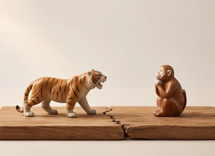 Sự đối lập giữa các yếu tố phong thủy tượng trưng cho tứ hành xung dần thân tỵ hợi