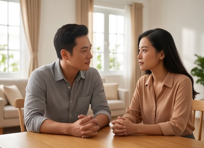 Cặp đôi tuổi dần và tuổi thân trò chuyện tháo gỡ bất đồng quan điểm trong cuộc sống gia đình