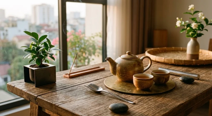 Bố cục phong thủy hài hòa với các yếu tố trung gian giúp cân bằng tứ hành xung tuổi mùi