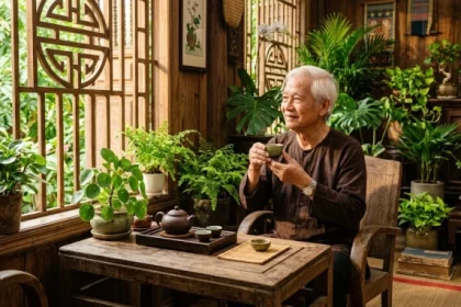 Không gian phòng khách ấm cúng và bình yên tượng trưng cho hậu vận tử vi trọn đời tuổi bính thân 1956 nam mạng