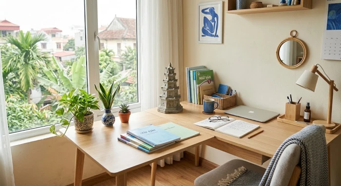 Góc học tập tĩnh lặng bài trí theo phong thủy và tử vi trọn đời tuổi canh dần 2010 nữ mạng tại Việt Nam