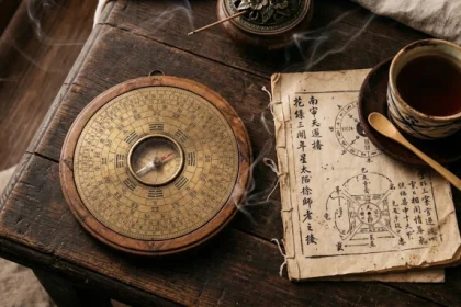 Sách phong thủy và la bàn luận giải tử vi trọn đời tuổi đinh hợi 1947 nữ mạng trên bàn gỗ truyền thống