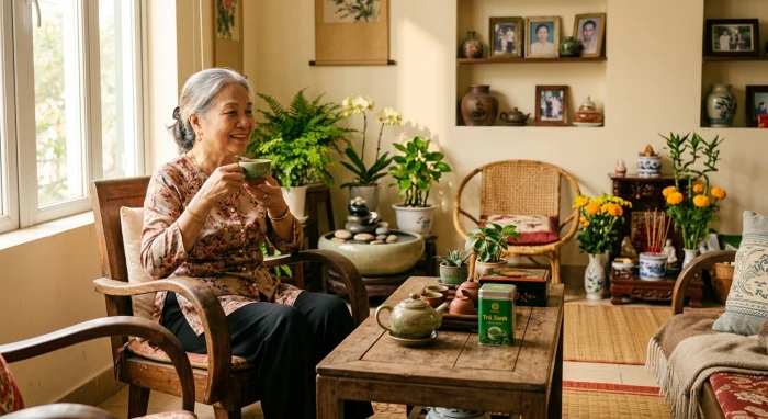Bà cụ thảnh thơi trong không gian sống hợp tử vi trọn đời tuổi giáp ngọ 1954 nữ mạng