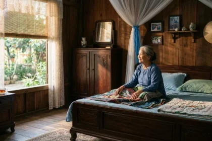 Không gian phòng ngủ an dưỡng tĩnh tại theo tử vi trọn đời tuổi nhâm ngọ 1942 nữ mạng