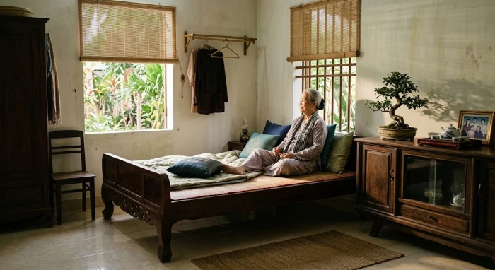 Không gian phòng ngủ phong thủy theo tử vi trọn đời tuổi quý mùi 1943 nữ mạng dành cho người cao tuổi