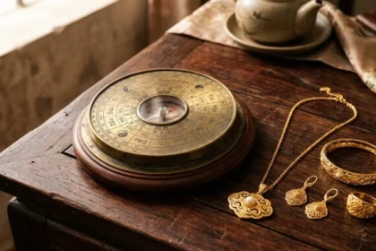 Sơ đồ phong thủy và bát trạch minh họa tử vi trọn đời tuổi tân hợi 1971 nam mạng với la bàn định hướng cát hung