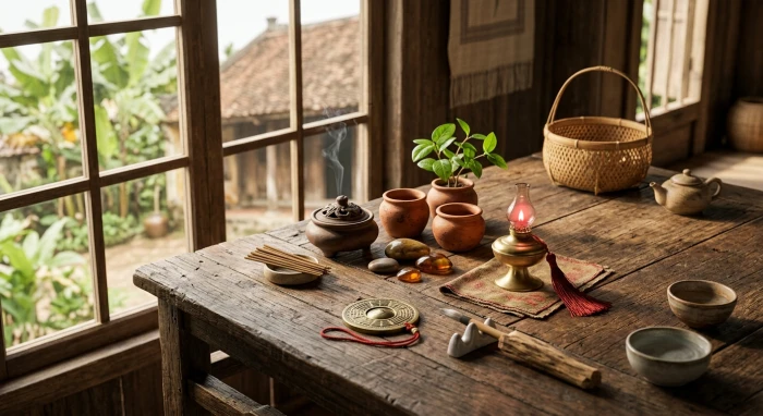 Mâm lễ cúng dâng sao giải hạn và vật phẩm phong thủy trong tử vi tuổi canh ngọ 1990 năm 2026