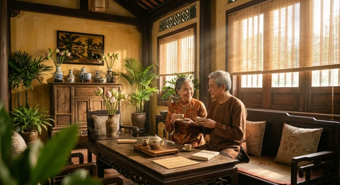 Không gian sống tĩnh tại đậm chất truyền thống Việt Nam giúp dưỡng sinh khí cho tử vi tuổi Đinh Hợi 1947 năm 2026
