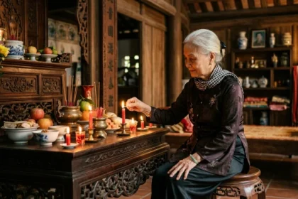Hình ảnh người cao tuổi Việt Nam tĩnh tâm cầu bình an trong tử vi tuổi kỷ hợi 1959 năm 2027