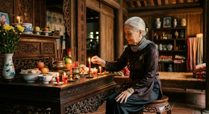Hình ảnh người cao tuổi Việt Nam tĩnh tâm cầu bình an trong tử vi tuổi kỷ hợi 1959 năm 2027