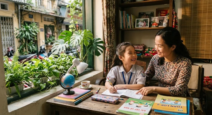 Góc học tập ấm cúng được thiết kế hợp phong thủy dựa trên tử vi tuổi kỷ hợi 2019 năm 2026 giúp trẻ phát triển