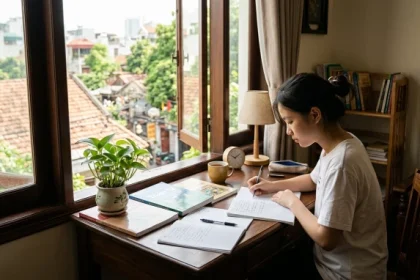 Không gian bàn học phong thủy hỗ trợ vận trình tử vi tuổi kỷ sửu 2009 năm 2027 trong kỳ thi đại học