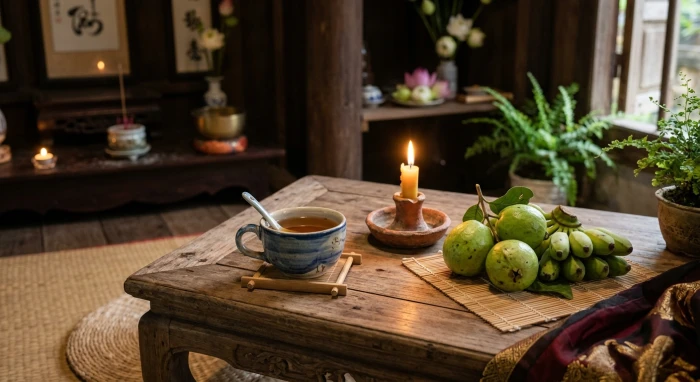 Không gian tĩnh lặng với vật phẩm bình an tượng trưng cho tử vi tuổi quý mùi 1943 năm 2027