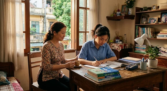 Phụ huynh đồng hành cùng con ôn thi dựa trên phân tích tử vi tuổi tân mão 2011 năm 2026 để giảm bớt áp lực