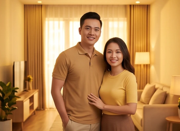 Vợ chồng tuổi Ất Sửu 1985 mệnh Kim cùng chia sẻ niềm vui sắm sửa tài sản mới cho tổ ấm