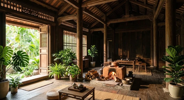 Không gian nội thất Á Đông truyền thống được bố trí chuẩn phong thủy cho gia chủ tuổi bính dần 1986