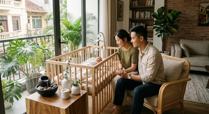 Gia đình hạnh phúc chuẩn bị chào đón em bé tuổi bính ngọ 2026 cùng các yếu tố phong thủy và ngũ hành tương sinh