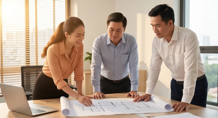 Bộ ba đối tác tuổi Dần Ngọ Tuất thảo luận dự án hợp tác kinh doanh thuận lợi khi xem tuổi dần hợp tuổi nào