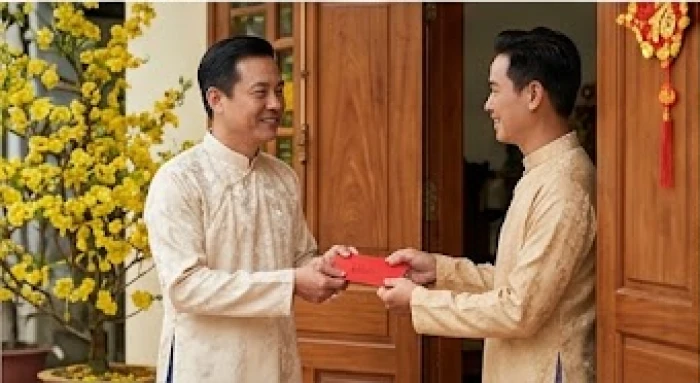 Khách đến xông nhà đầu năm mang theo lời chúc tốt đẹp và phong bao lì xì đỏ tươi