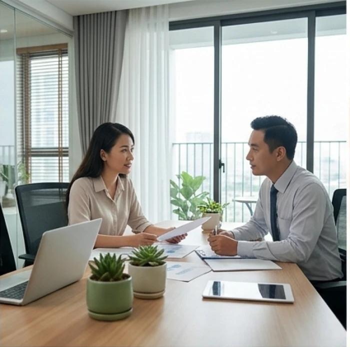Cuộc trao đổi công việc cởi mở giữa hai đối tác kinh doanh nhằm tạo thế ngũ hành tương sinh ổn định