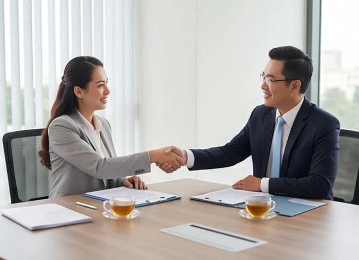 Cuộc trò chuyện hợp tác kinh doanh thuận lợi giữa gia chủ tuổi Ất Sửu 1985 và đối tác hợp mệnh