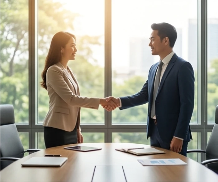 Hai đối tác thương mại bắt tay hợp tác củng cố niềm tin và thu hút tài lộc khi chọn đúng tuổi tương sinh với bính dần