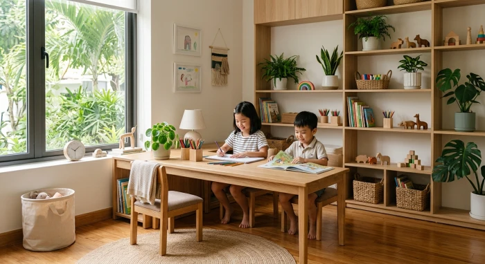 Bố trí không gian phong thủy và màu sắc tương sinh cho trẻ em tuổi mậu tuất 2018 giúp phát triển toàn diện