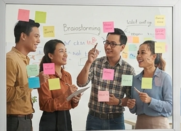 Nhóm nhân viên thảo luận sôi nổi nhằm đẩy nhanh tiến độ dự án