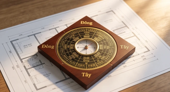 La bàn phong thủy Bát Trạch xác định hướng nhà tuổi Ngọ phân định cung mệnh riêng giữa nam và nữ