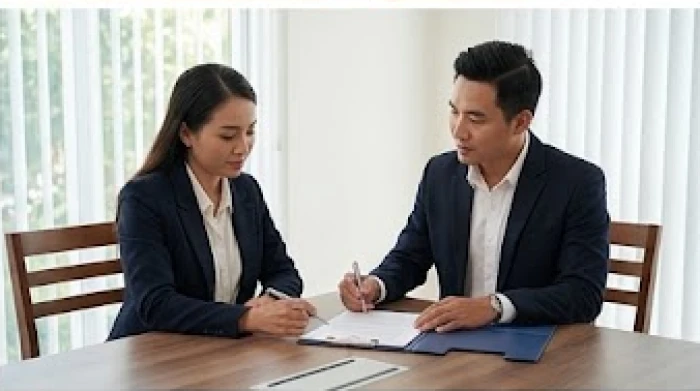 Hai đối tác kinh doanh tuổi Ngọ và Thìn ký kết thỏa thuận hợp tác minh bạch trên bàn làm việc hiện đại