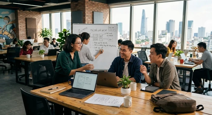 Hình ảnh nam nữ doanh nhân năng động làm việc, gợi ý người tuổi ngọ hợp nghề gì để phát triển sự nghiệp