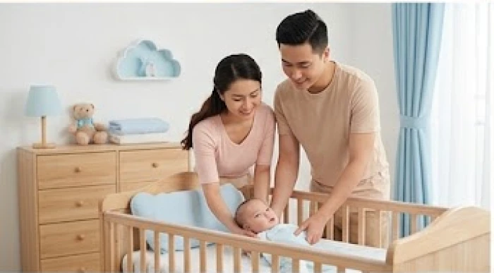 Gia đình nhỏ hạnh phúc quây quần ấm áp tượng trưng cho gia đạo hòa thuận khi đón thêm thành viên mới