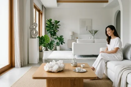 Thiết kế không gian sống hợp phong thủy với nội thất màu trắng và xám bạc dành cho tuổi nhâm tuất 1982