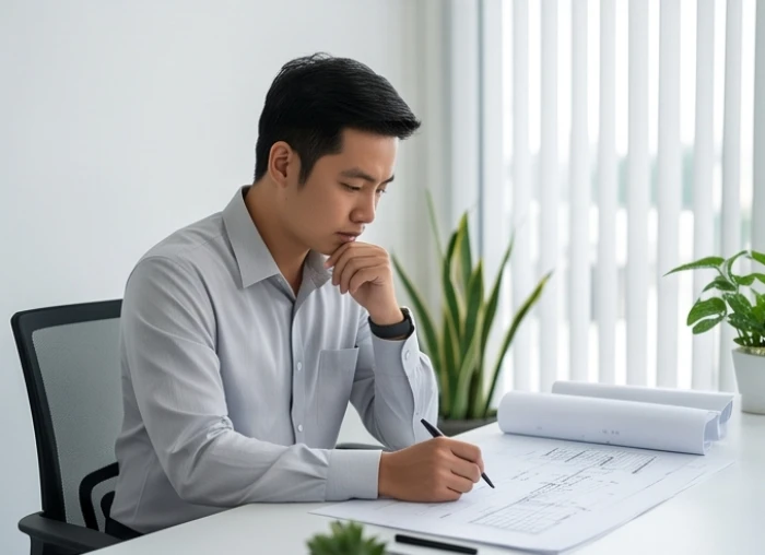 Nhân viên văn phòng đang rà soát hồ sơ công việc nhằm xác định và tìm phương án hóa giải xung khắc nghề nghiệp
